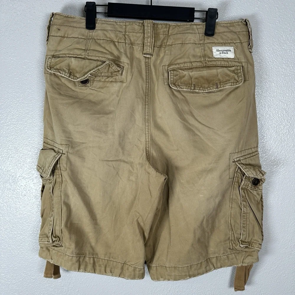 Abercrombie & Fitch Shorts Mens Size 31 Cargo Beige Khaki Cotton Pockets Preppy